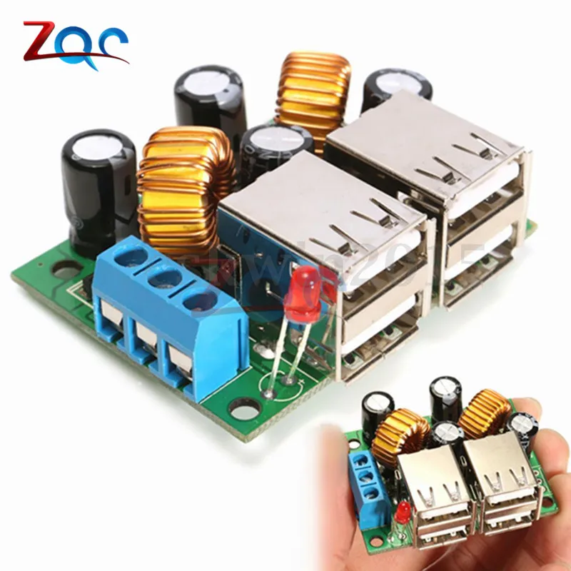 

A5268 4 USB Port Step Down Power Supply Voltage Regulator Converter Module DC 12V 24V 40V to 5V 5A For MP3/MP4 Phone Car etc.