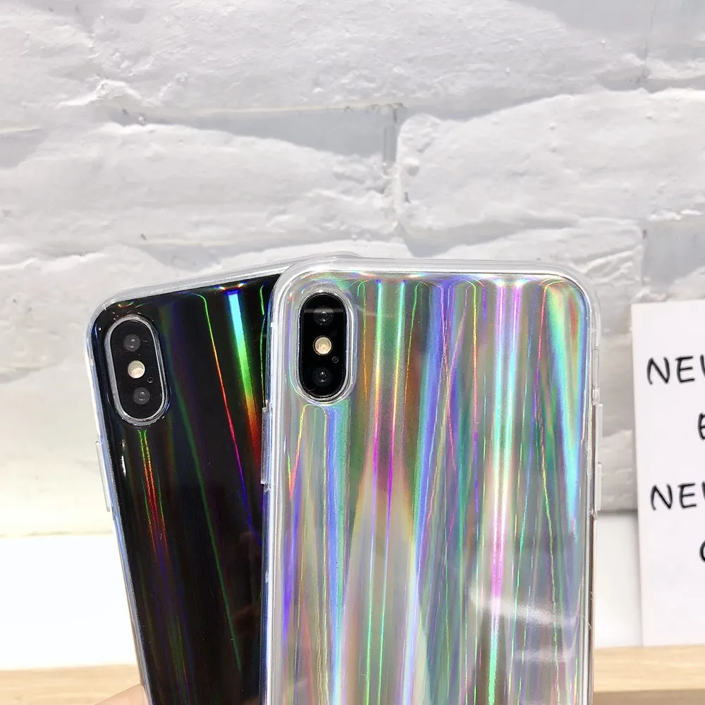 Роскошные Аврора Лазерная чехол для iphone X XS XR XSMAX Блеск Сияющий Чехол 5 6 6s 7 8