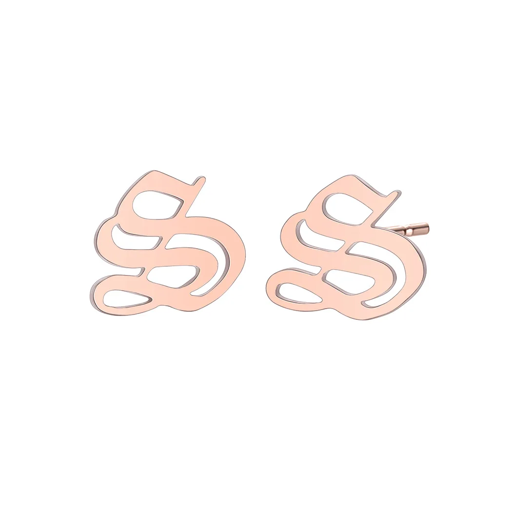 Серьги гвоздики в форме букв S из нержавеющей стали|Серьги-гвоздики| |