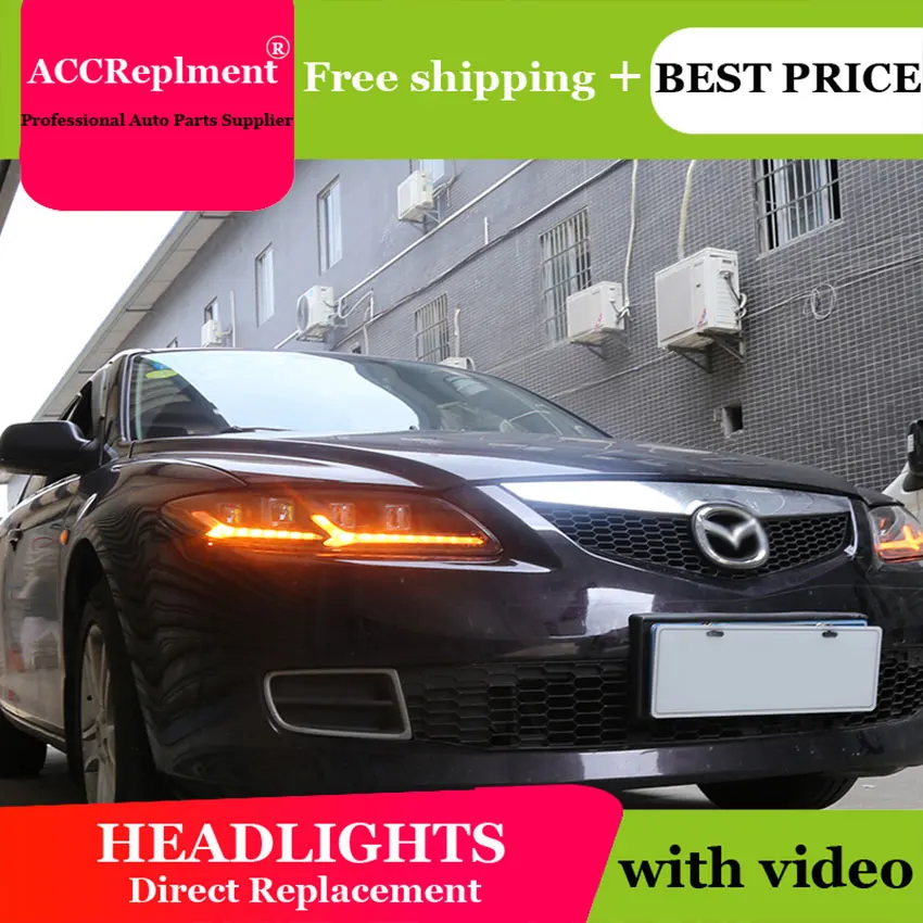 

car styling For Mazda 6 headlights U angel eyes 2003-2008 For Mazda 6 LED light bar Q5 bi xenon lens LED Bulb projector