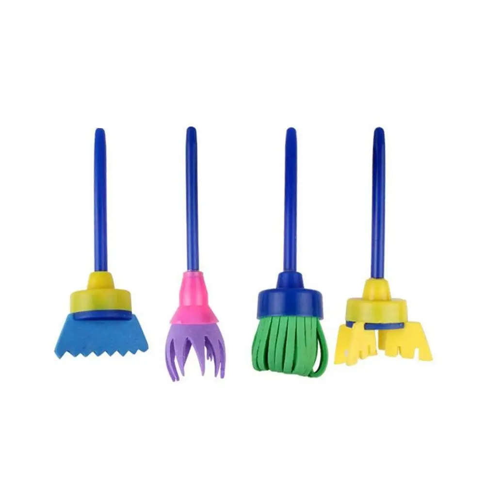 Sponge Paint Brushes for Kids 4 Pack Early Learning Drawing Painting Tools Set DIY Arts Crafts Besom | Канцтовары для офиса и