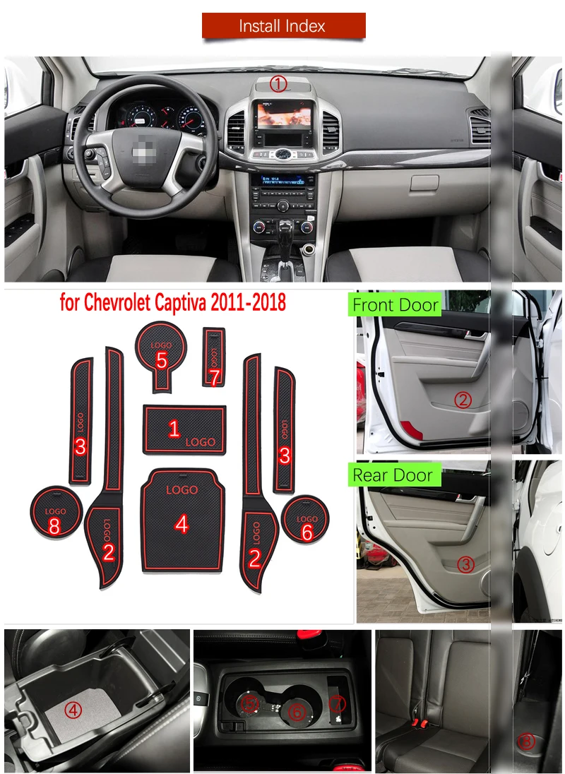 Нескользящий коврик для ворот резиновые подставки Chevrolet Captiva 2011 2012 2015 2016 2017 2018