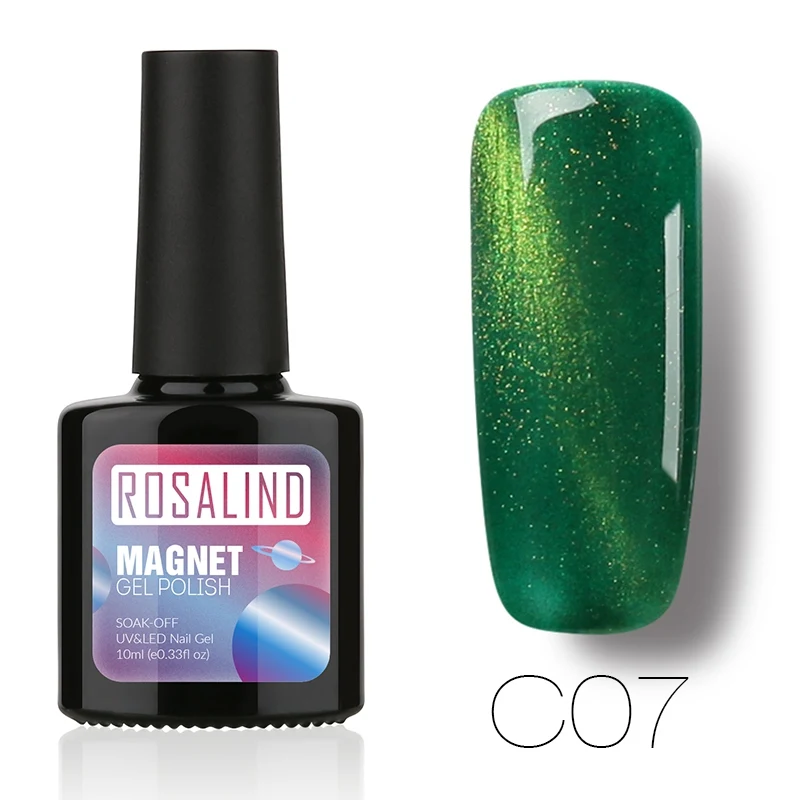 C07 ROSALIND гель 1S P+ черная бутылка 10 мл кошачий глаз магнит C01-30 гель лак для ногтей УФ светодиодный Звездный долговечный гель лак - Цвет: C07