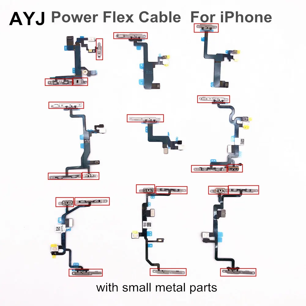 AYJ 1 шт. гибкий кабель питания с металлом для iPhone 5 5S 6 6s 7 8 Plus X XR XS Max Кнопка громкости