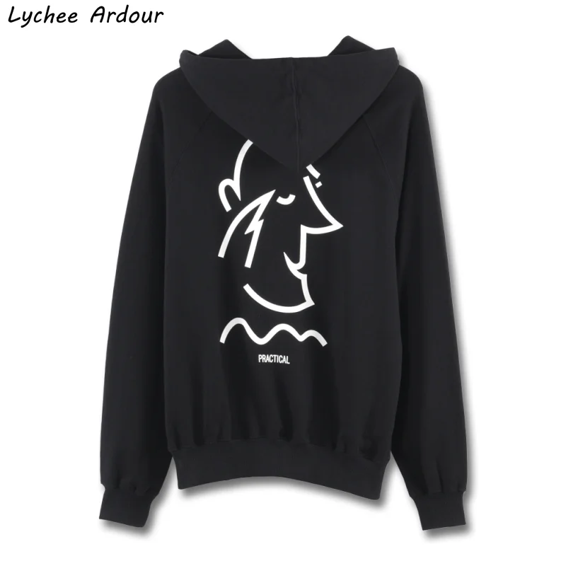 

Harajuku Cartoon Letter Print Hoodies Spring Autumn Long Sleeve Pullovers Lace Up Loose Sweatshirt Top Streetwear