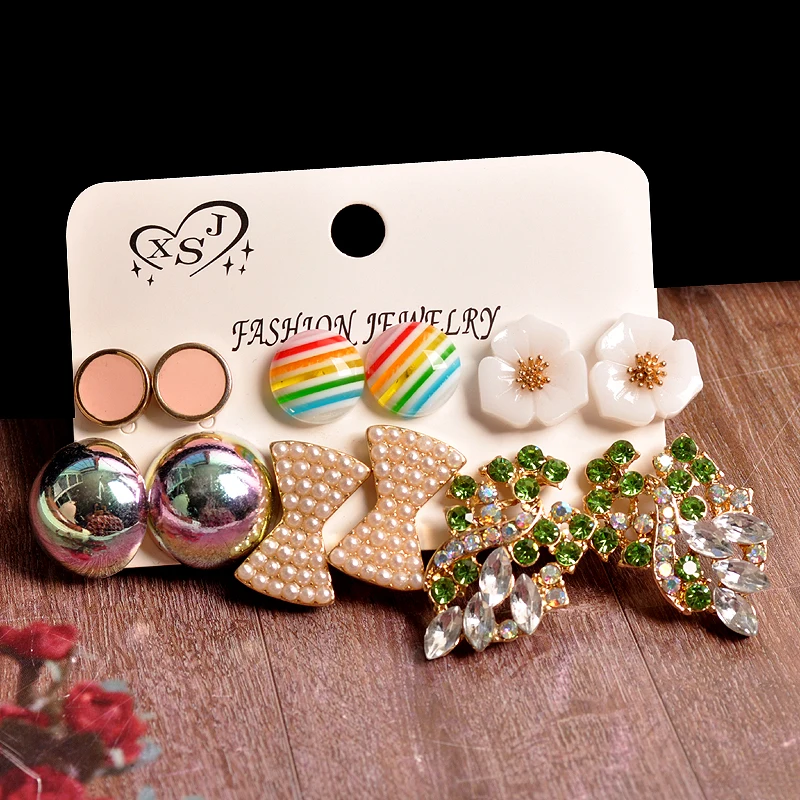 Женские серьги гвоздики с бантом 6 парт/компл.|Серьги-гвоздики| |