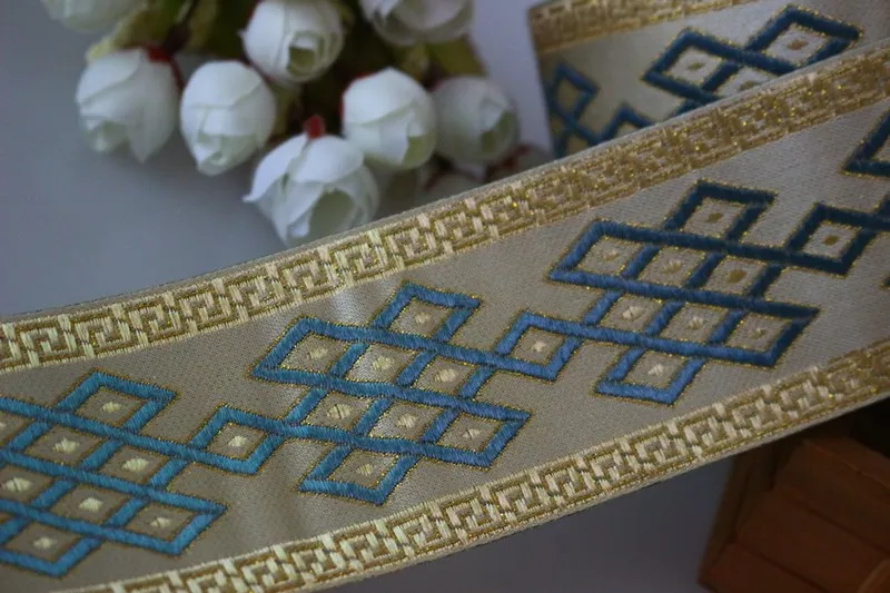 5yards/lot wide 5.9cm Woven Jacquard Ribbon classical Geometric quadrangle design curtain and clothing accessory LS-3970 | Дом и сад