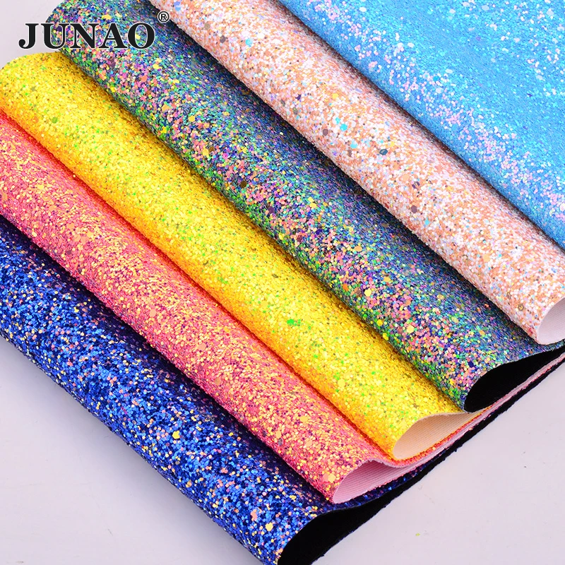 JUNAO, 20*34 см, плотная блестящая искусственная кожа, листы, кожзам, блестки, ткань из искусственной кожи, искусственная синтетическая кожа, сделай сам, рукоделие