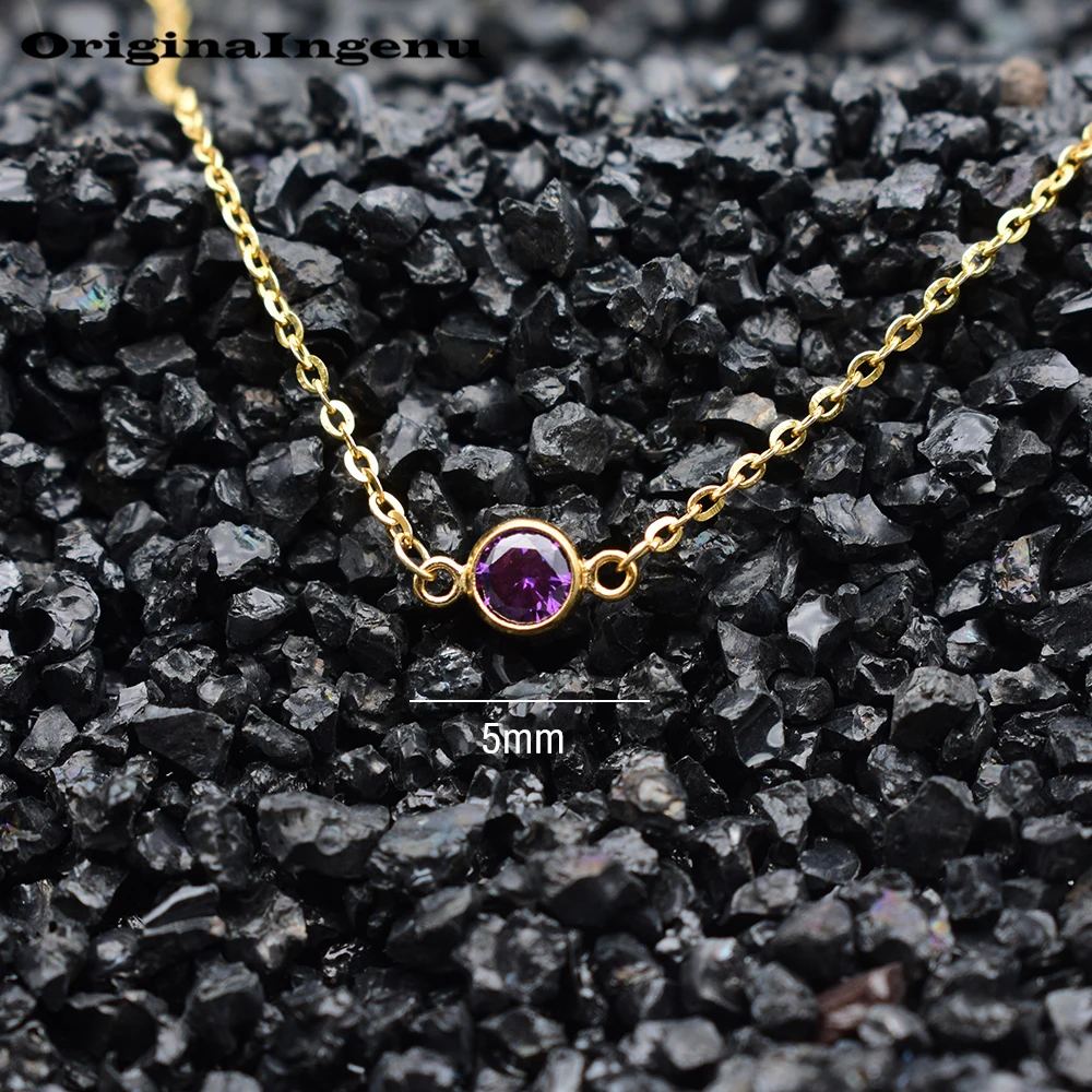 Gold Filled Necklaces Jewelry Handmade Purple Zircon Pendant Dainty Choker Collier for Women Boho Necklace | Украшения и
