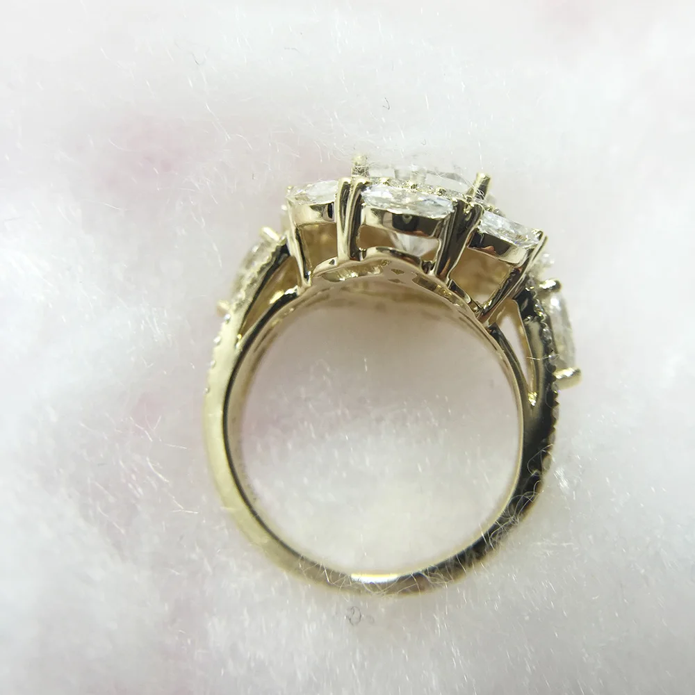 Кольцо Moissanite 4ct 12x8mm, белое золото 14 k, для женщин, цвет DEF, отличное огранка, соларит с грушей, круглой огранка маркиз