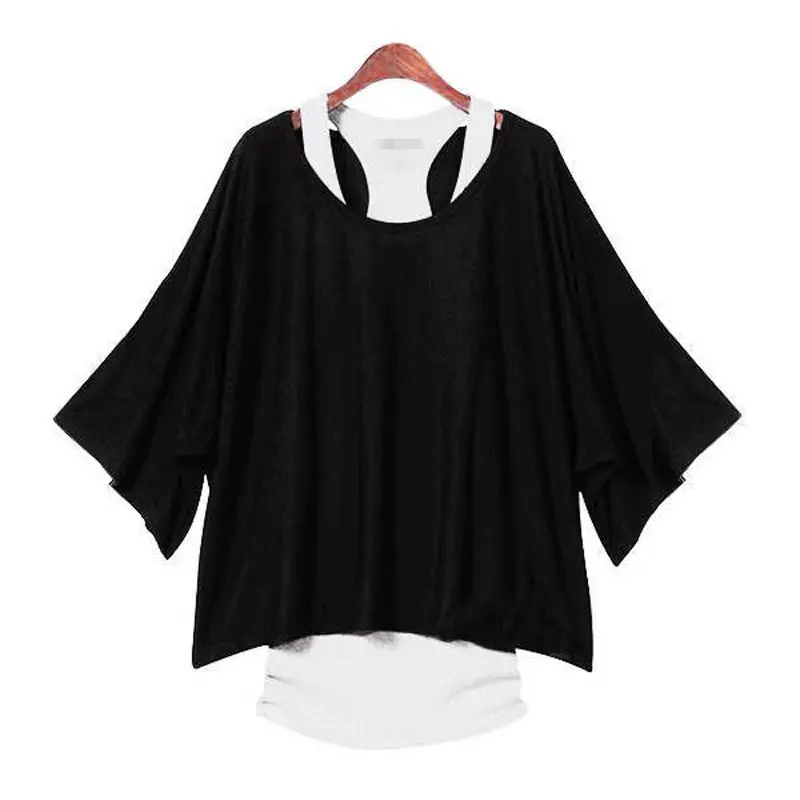 Рукав летучая мышь Футболка Новинка европейских и американских женщин рукав