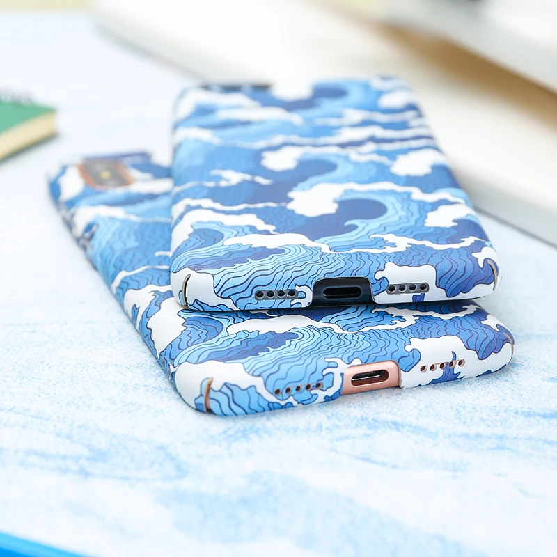Японский жесткий чехол с маленькими волнами эко периода голубой для Xiaomi MI9 MI9se MI8