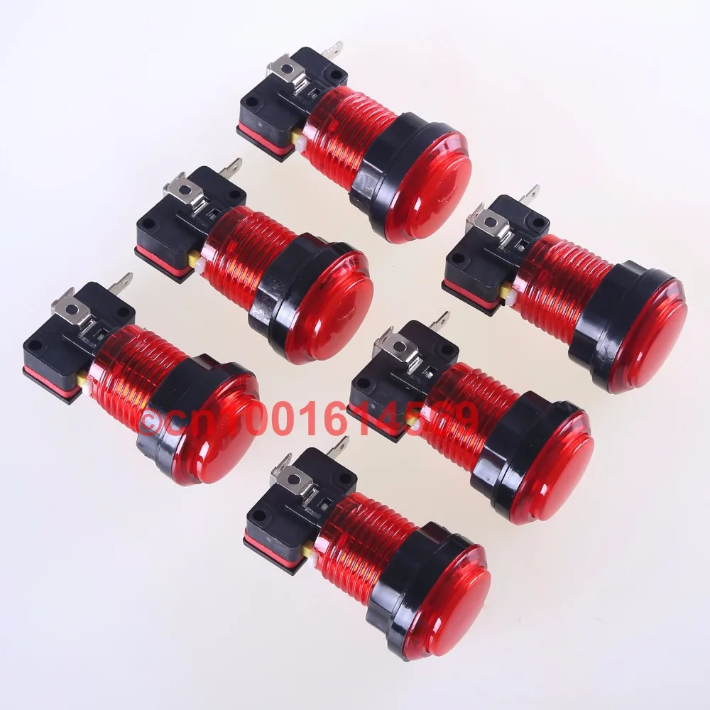 

LED Arcade Game DIY Parts 6pcs 30mm 5V LED illuminate Light Round Arcade Game Push Buttons Arcade Game & MAME Jamma DIY - Red