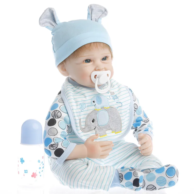 SanyDoll 22 дюйма 55 см силиконовые куклы для новорожденных реалистичный модный синий