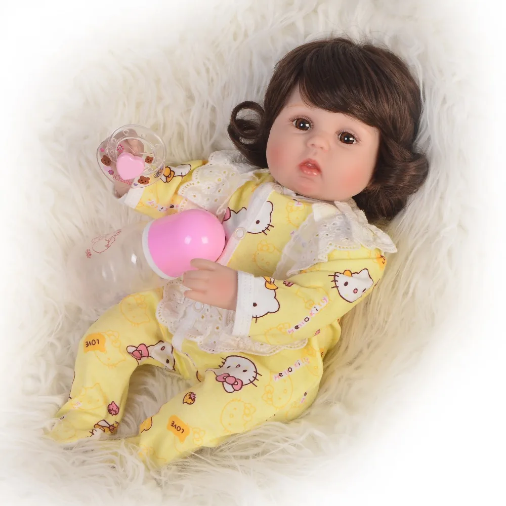 Силиконовые куклы Bebes reborn игрушки для детей подарок 18 "42 см кудрявые волосы