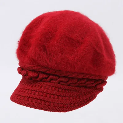 Женский берет Softfox вязаный шерстяной шапка из натурального кроличьего меха