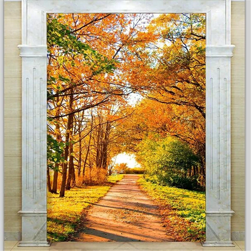 3d обои на заказ фотообои красивый кленовый лес дорога 3D крыльца прохода коридора