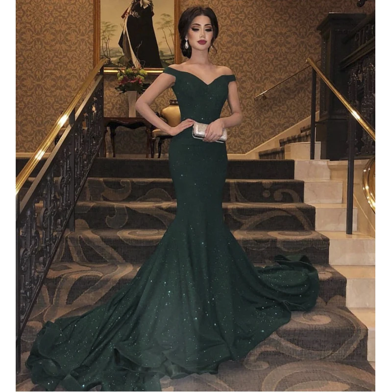 Женское вечернее платье с рукавами-крылышками Angel зеленое блестящее для