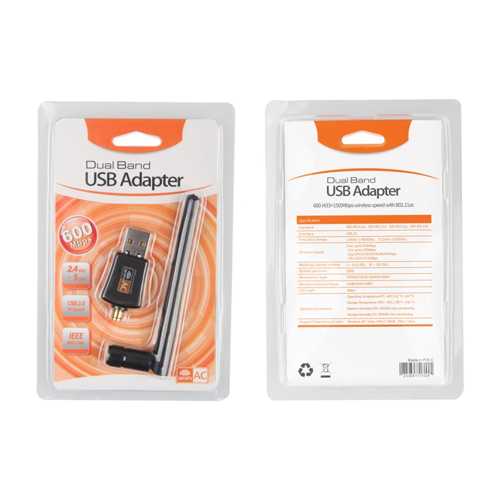 USB Wi Fi адаптер 600 Мбит/с 802.11AC 5 ГГц|usb network card|network card5ghz usb wifi |