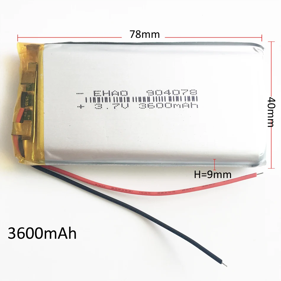 3.7V 3600mAh 904078 Polymer Lithium LiPo Rechargeable Battery For GPS PSP DVD PAD e-book tablet pc Laptop power bank video game