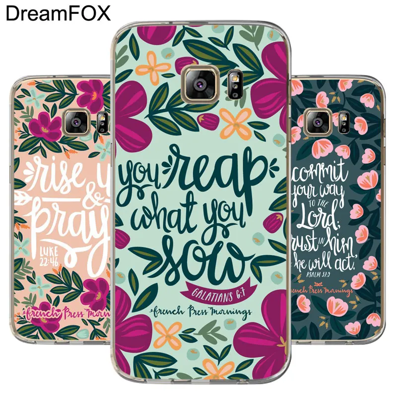 DREAMFOX M066 Bible Verse Phone Soft TPU Silicone Cover Case For Samsung Galaxy S5 S6 S7 S8 S9 S10 5G S10E Lite Edge Plus |
