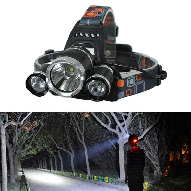 Новое поступление лампы XM-L T6 + 2 x R5 6000 люмен светодио дный фары Применение 2x18650