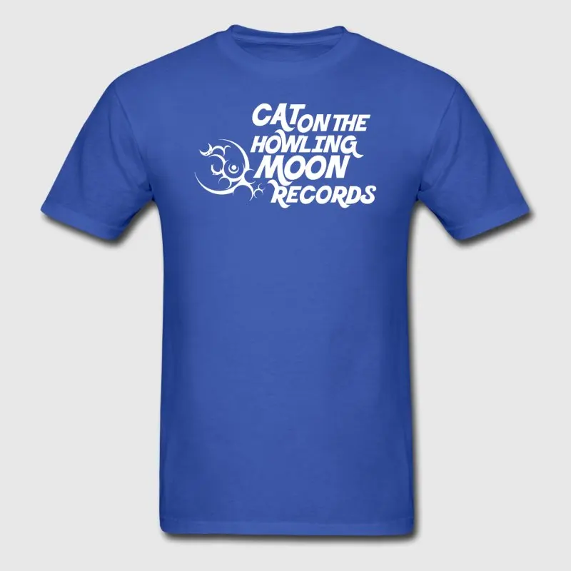 Печатные Для мужчин футболка короткий рукав кошка на вой Луны Crazy милый Camisa