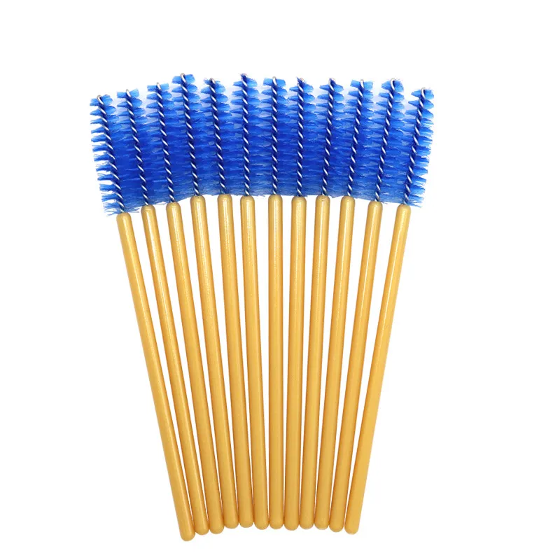 gold blue 50pcs 50 шт. щетка для ресниц тушь для ресниц палочки Аппликатор палочка для глаз макияж кисти для наращивания ресниц косметические кисти - Handle Color: gold blue 50pcs
