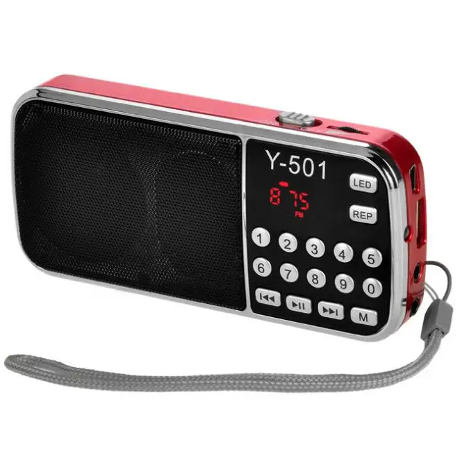 Портативный FM радио Динамик MP3 музыкальный плеер светодиодный фонарик Поддержка USB AUX TF карты Mini AM радио предназначенные для пожилых - Цвет: Красный