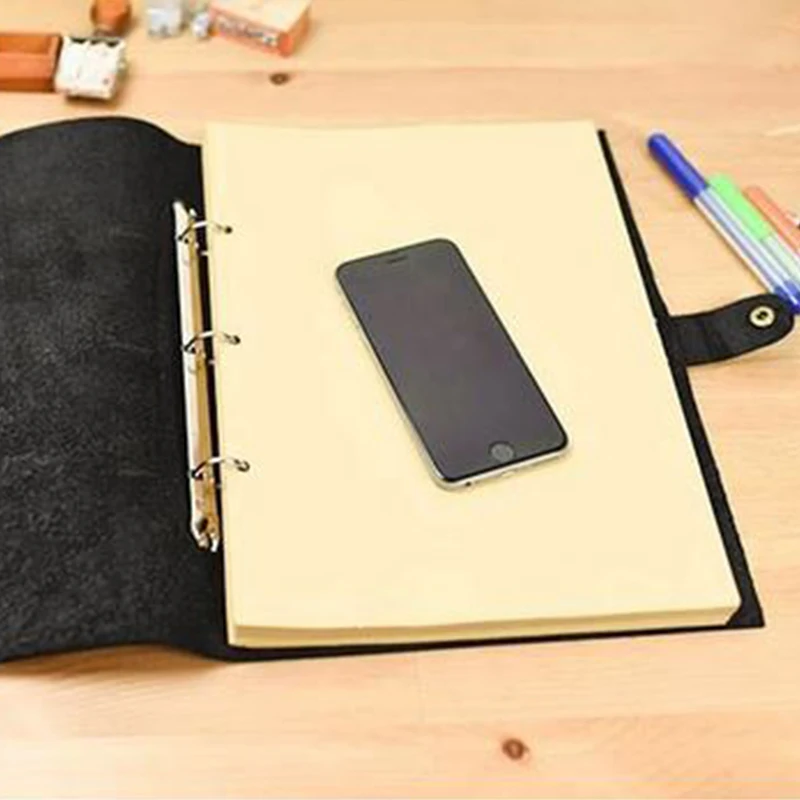 Формат А4 Обложка из натуральной кожи черного цвета дневник в винтажном стиле