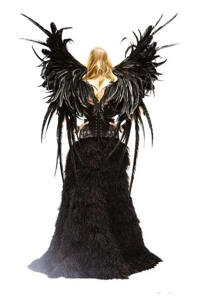 Большие крылышки для взрослых черные перья крылья с длинным Перо хвоста сцены