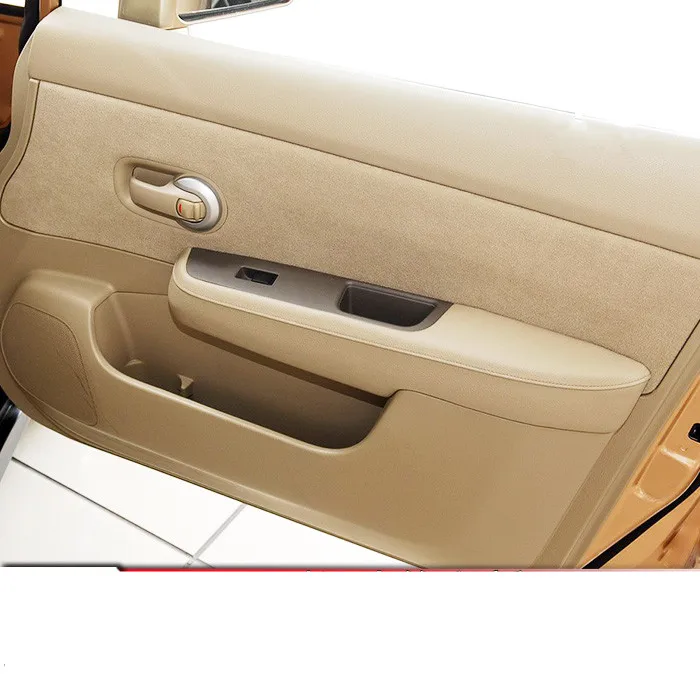 8 шт. кожаная внутренняя панель двери из микрофибры подлокотник для Nissan Tiida 2005 06 07