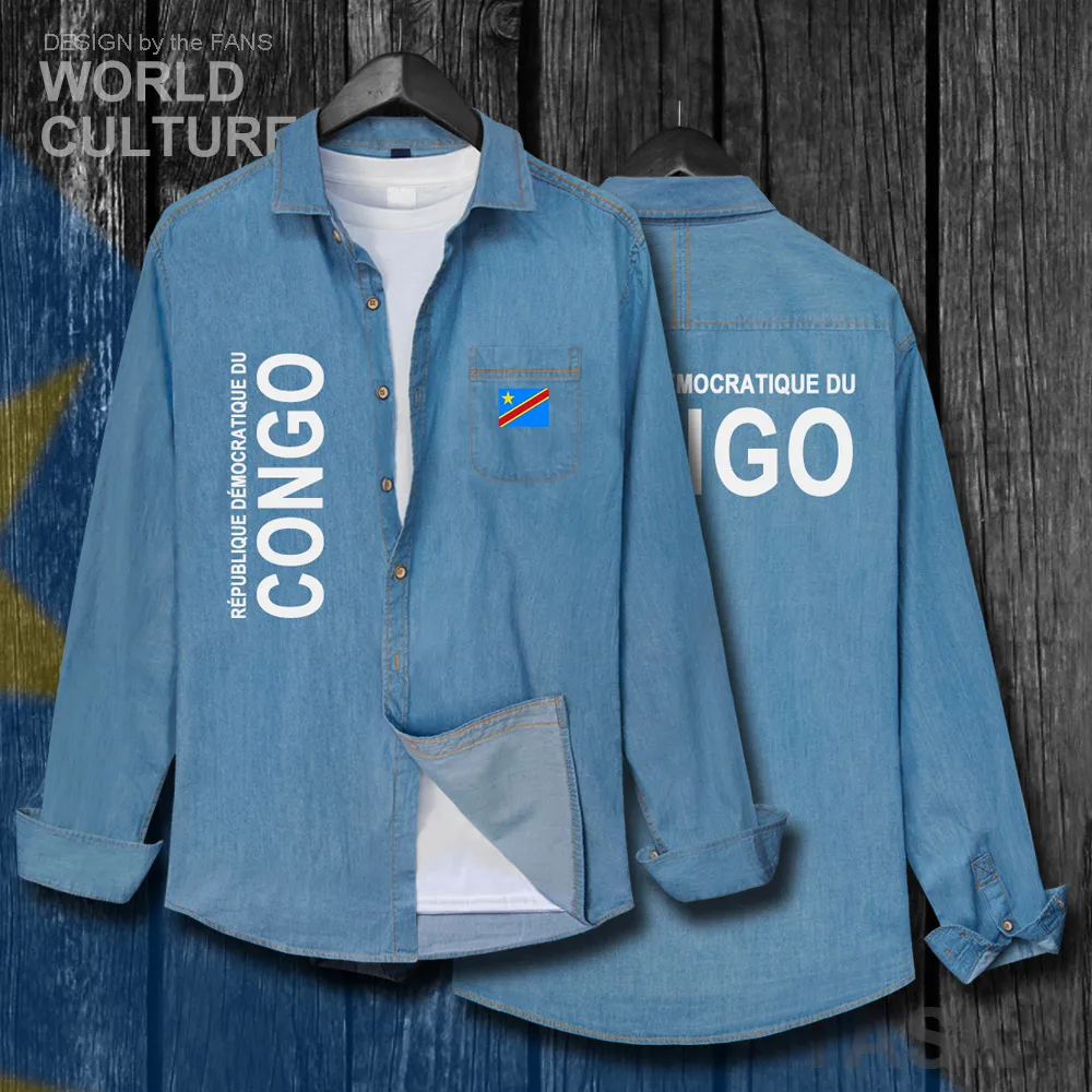 DR Congo COD DRC DROC Congo-Kinsha Congolese/мужская одежда осенний хлопковый топ с флагом и отложным