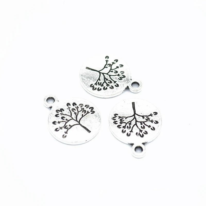 

60pcs Tree Charms DIY Jewelry Making Pendant Fit Bracelets Necklaces Earrings Handmade Crafts antique silver color