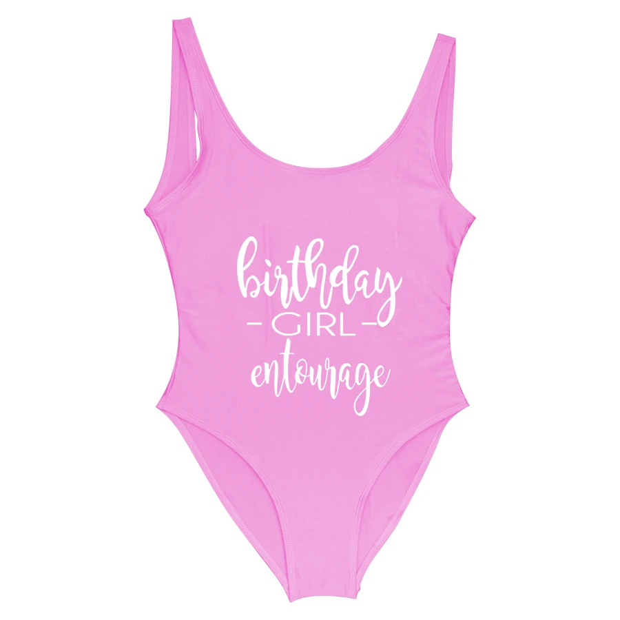 BRITHDAY GIRL ENTOURAGE, женские купальники, Цельный купальник, для дня рождения, вечеринки, бассейна, пляжная одежда, купальный костюм, купальники с открытой спиной