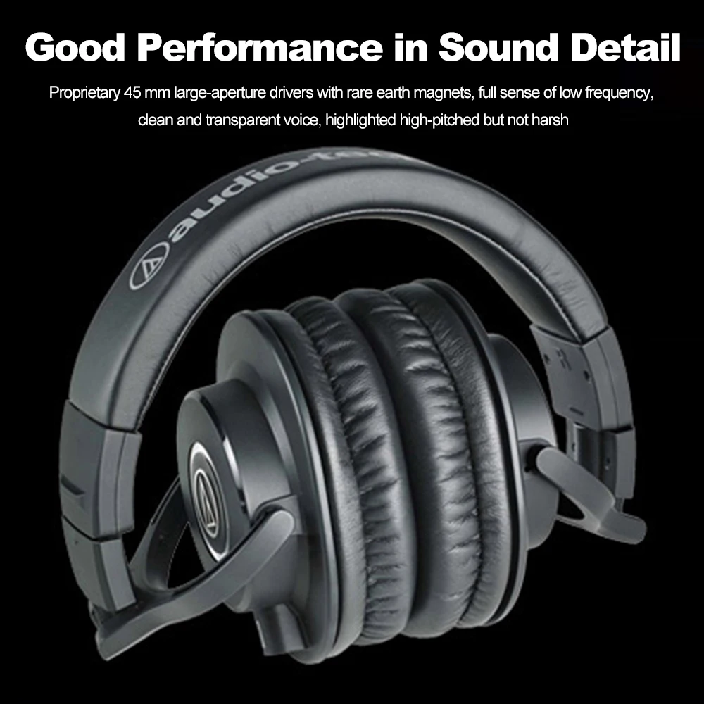 Audio-Technica ATH-M50x, профессиональные мониторные наушники, закрытые сзади, динамические Накладные Наушники Hi-Fi, складные наушники, игровая музыка
