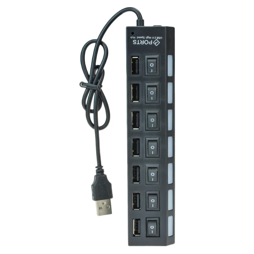 Высокая Скорость 480 Мбит/с 7 Порты и разъёмы USB 2.0 концентратор с индивидуальным