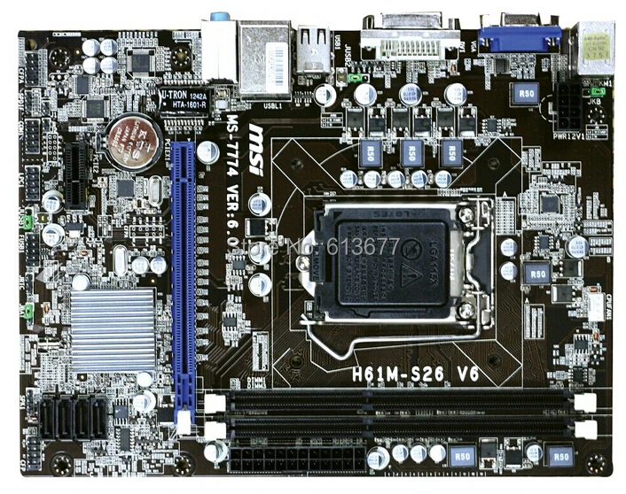 Бесплатная доставка оригинальная материнская плата для MSI H61M S26 V6 DDR3 LGA 1155 H61