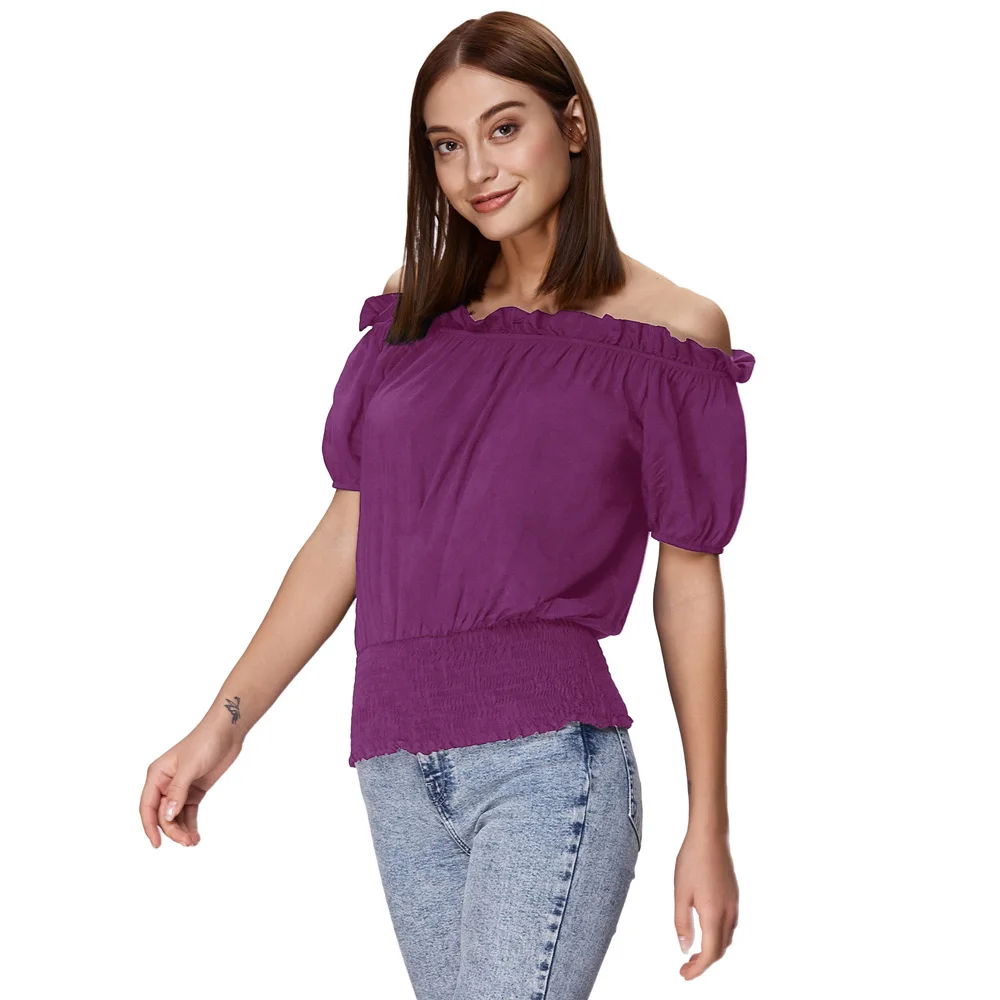 Женские винтажные Топы в стиле бохо с коротким рукавом и оборками| |