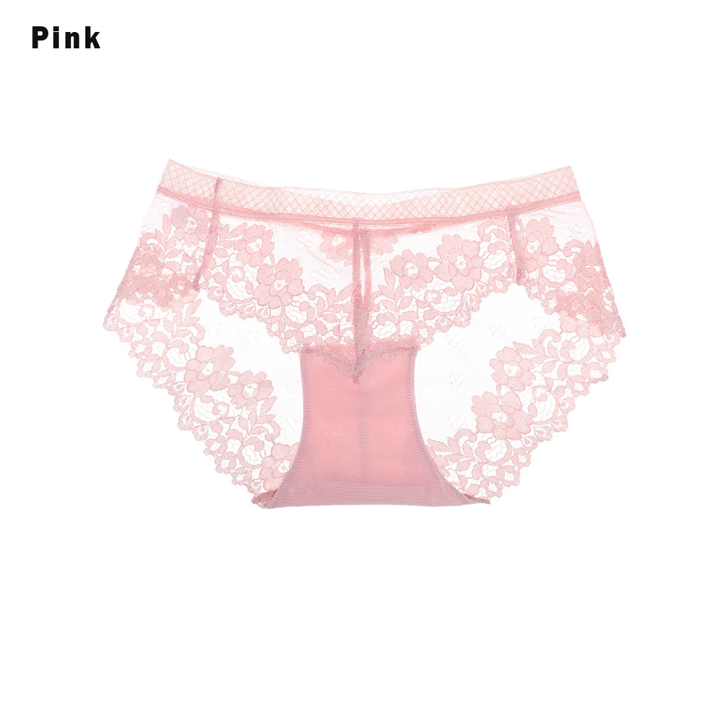 Pink Новинка, сексуальные ультра тонкие кружевные трусики, женское нижнее белье, дышащие, с низкой посадкой, хлопковые трусы для женщин, нижнее белье - Цвет: Pink