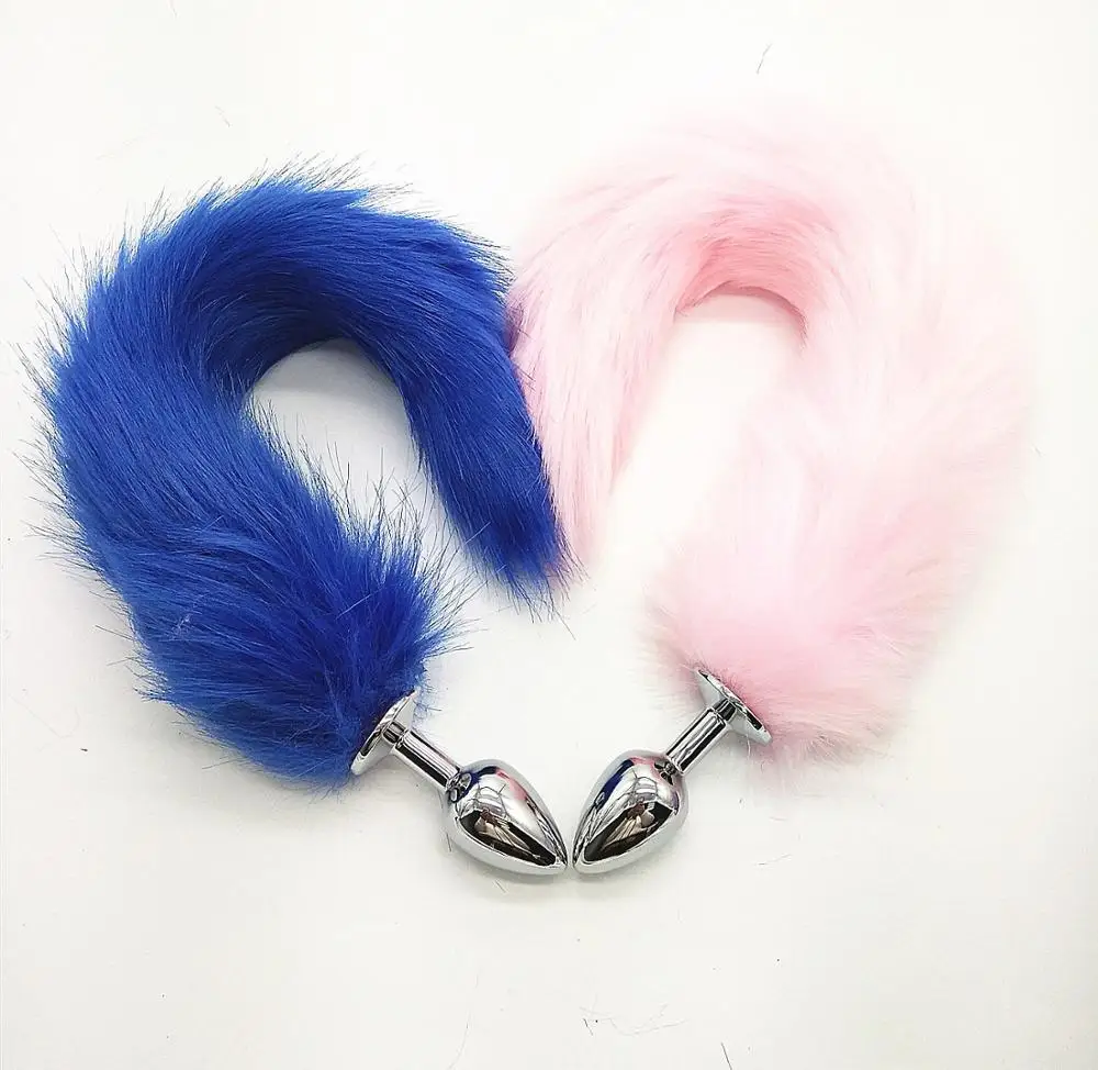 Анальная пробка мягкая с лисьим хвостом металлическая стальная для женщин