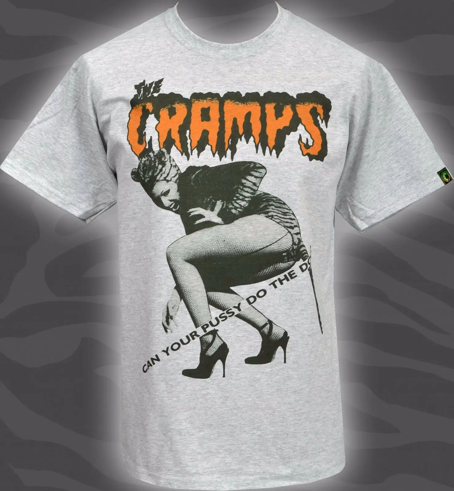 Мужская серая футболка PSYCHOBILLY CRAMPS может ваша киска сделать собака? HORROR TIGER2019