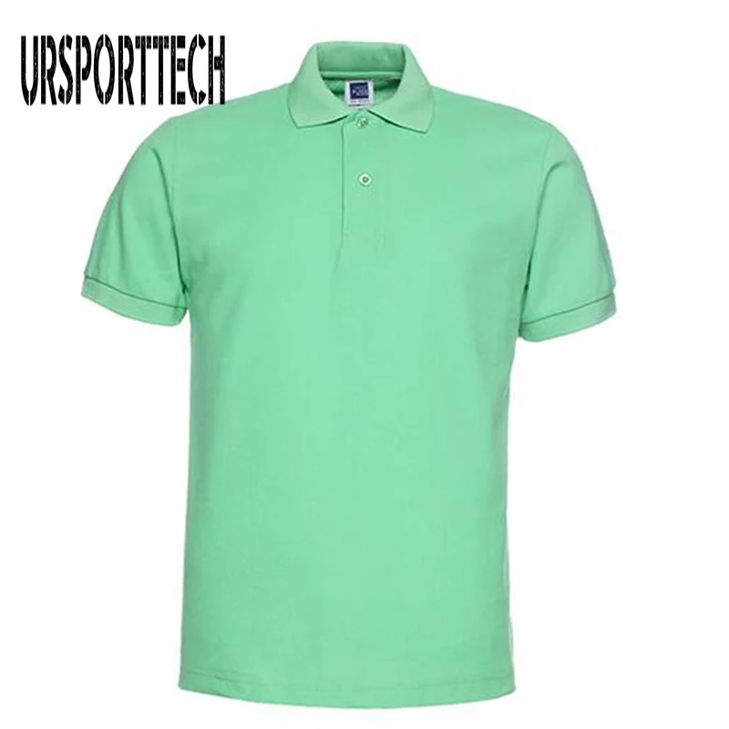 light green Брендовая одежда, мужские рубашки поло, мужские хлопковые рубашки поло с коротким рукавом, повседневная Однотонная рубашка Camisa Polo, высокое качество, XS-3XL - Цвет: light green