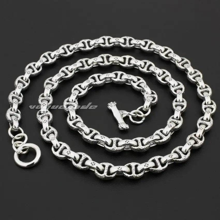 Огромное тяжелое мужское байкерское ожерелье из стерлингового серебра 925 пробы в