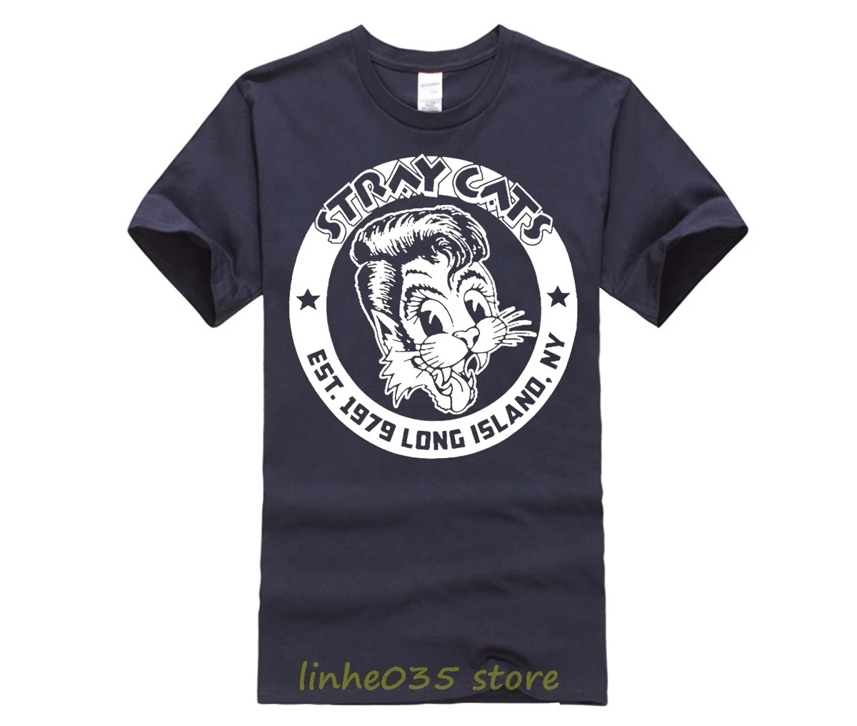 Мода для мужчин s Stray Cats основана 1979 Slim Fit Графическая печатная Футболка Черная