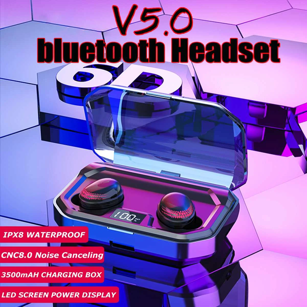LEORY TWS bluetooth 5,0 Hi-Fi наушники смарт сенсорный цифровой дисплей наушники IPX8 глубокий водонепроницаемый с 3500 мАч Мобильная мощность
