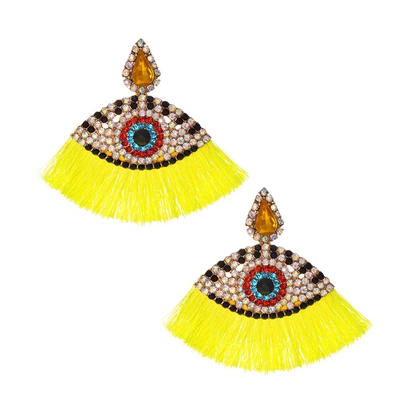 Bohemian Beaded Eyes Tassel Earrings for Women Unique Design Wedding Jewelry Handmade Colorful Fringed Drop Christmas | Украшения и