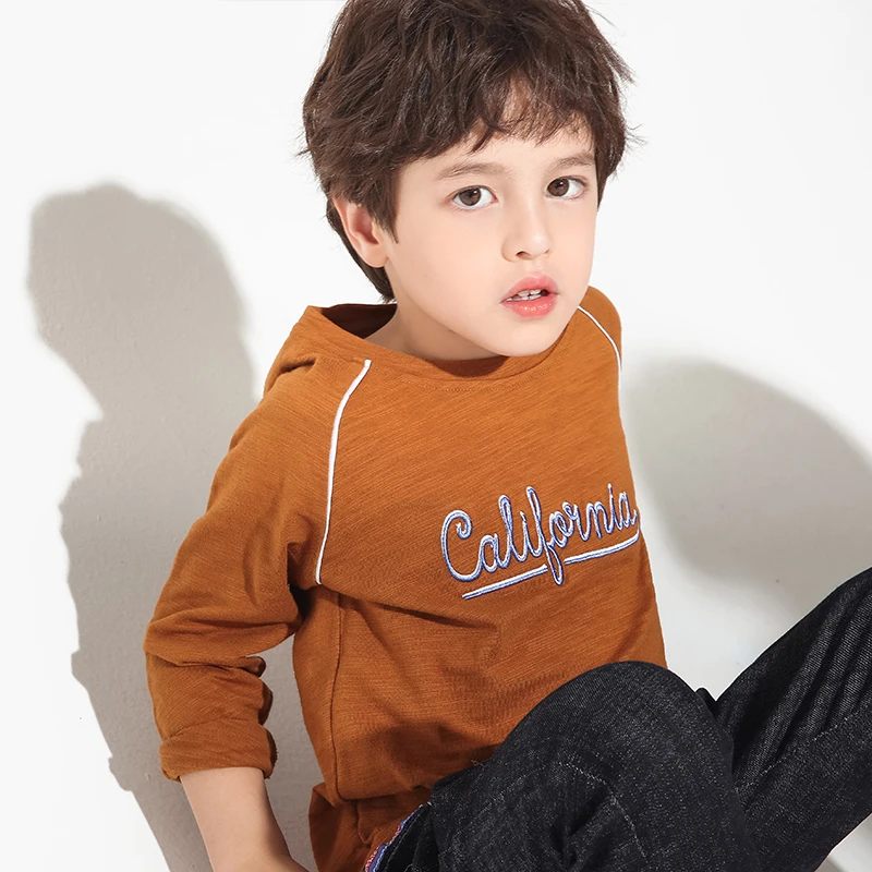 Pioneer kids/Новая Осенняя футболка с длинными рукавами модная вышитыми буквами для