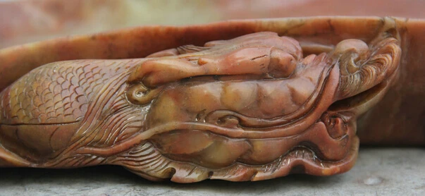 524 15&quot Chinese Dynasty palace Shou Shan Stone Two Dragon fan inkstone inkslab Discount 35% | Дом и сад