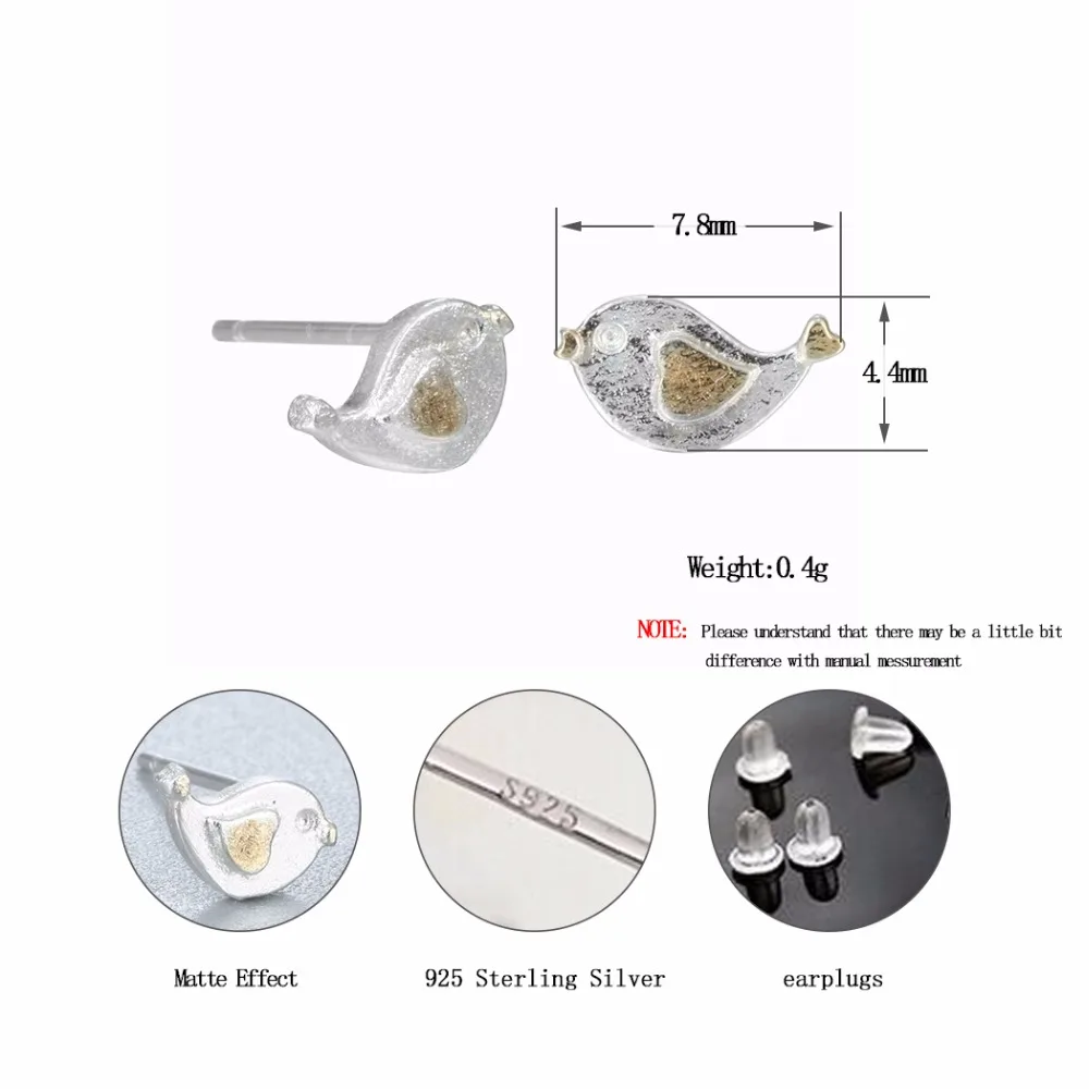 QIAMNI милые желтые серьги гвоздики с крыльями сердца и птицами для женщин девочек